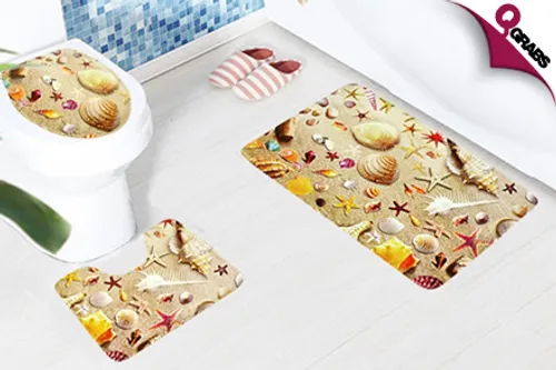 From QR69 Dry your Feet with a 3-Piece Bathroom Mat Set - Choose from 3 Beautiful Patterns! (Up to QR238 Value)